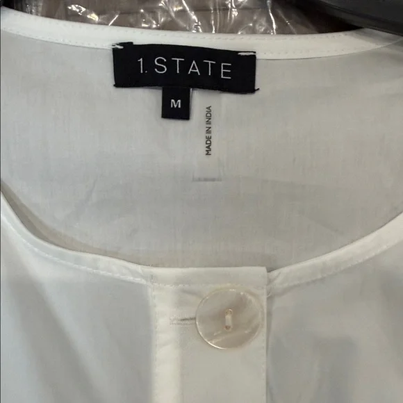1. State Cream Short Sleeve Blouse with Button Detail - Picture 2 of 8